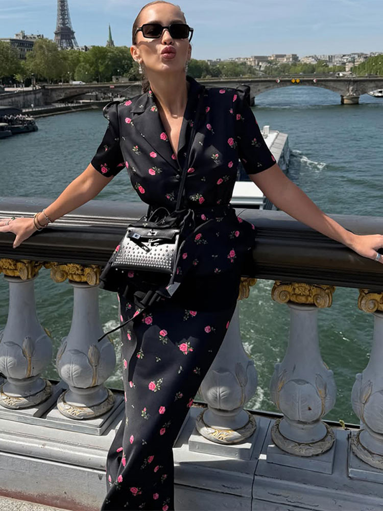 Floral Blazer Coat Skirt Sets  - огляд і ціна Romper Floral Print