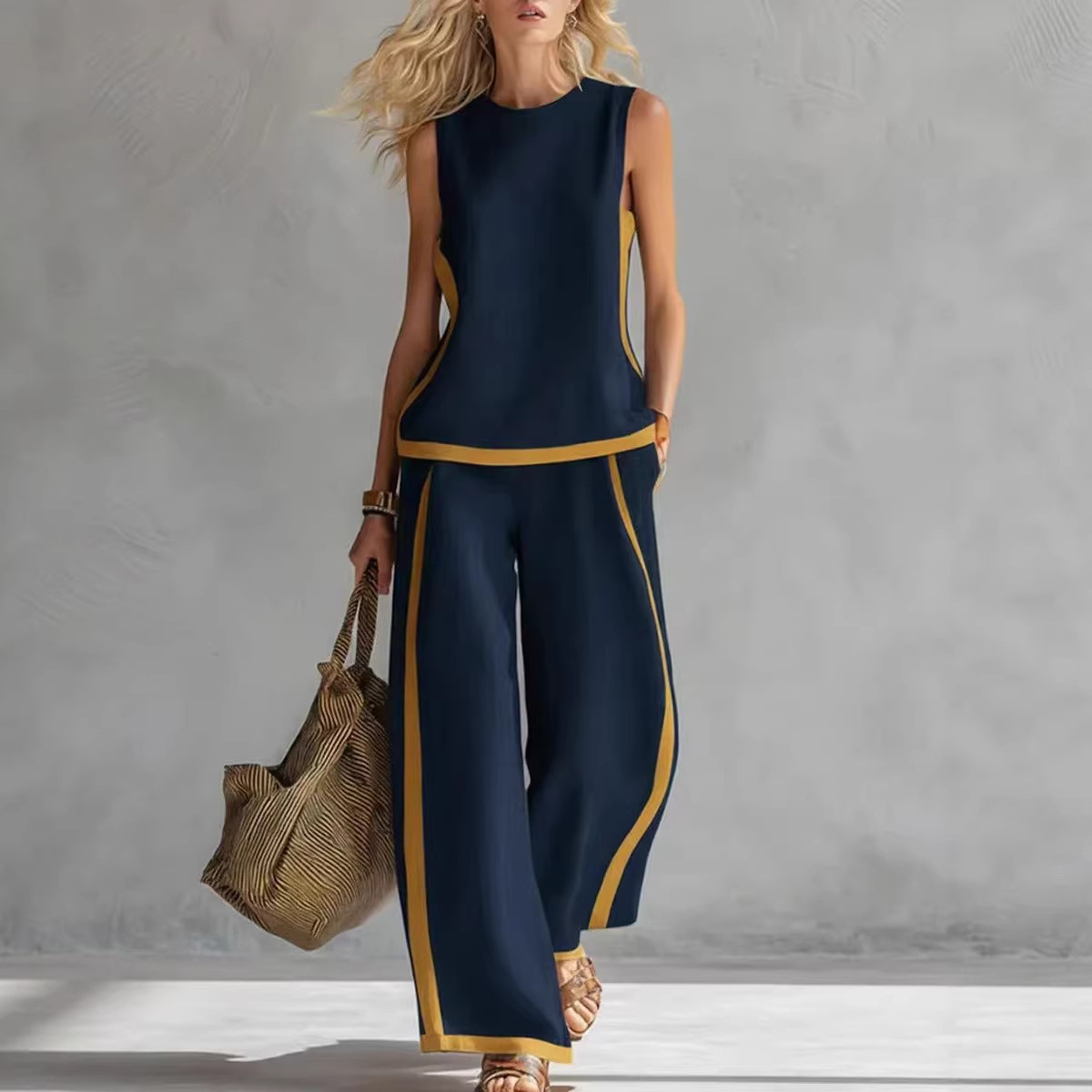 Women Linen 2 Piece Sets Color - огляд і ціна Linen Pant Wide